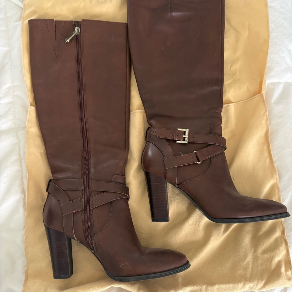 Tommy Hilfiger Brown Leather High-Heel boots
